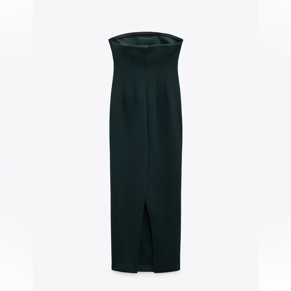 Zara SLIP MIDI DRESS. Green. Size L. New with Tags. - Picture 4 of 5